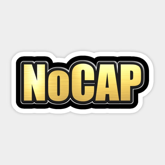 Shiny black and gold No Cap word design Sticker by Donperion